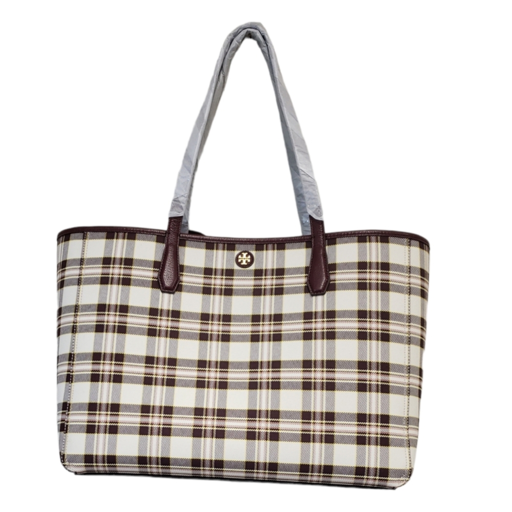 Tory Burch Blake Plaid Tote - Picture 4 of 10
